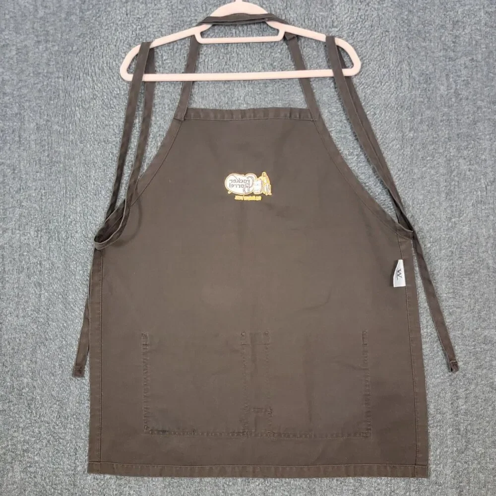 Lot of 2 Cracker Barrel Old Country Store Apron Brown Pockets Adjustable Bib